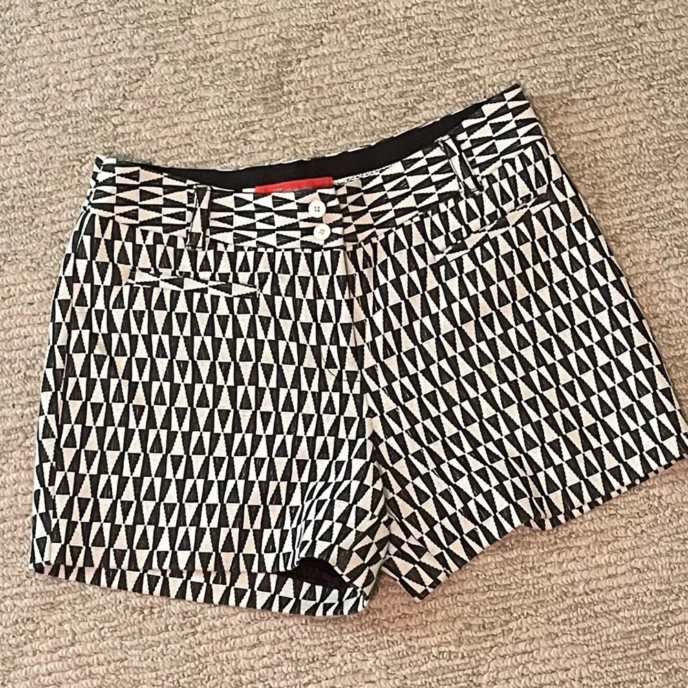 Anthropology by Cartonnier Black and White Patterned High Waist Shorts